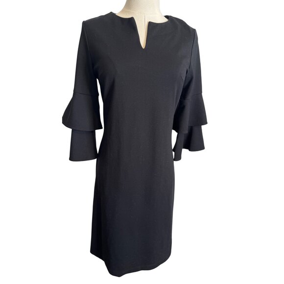 J.McLaughlin XS Black Bell Tiered Sleeve Dress Rayon Blend Womens Elegant Style - Picture 9 of 12